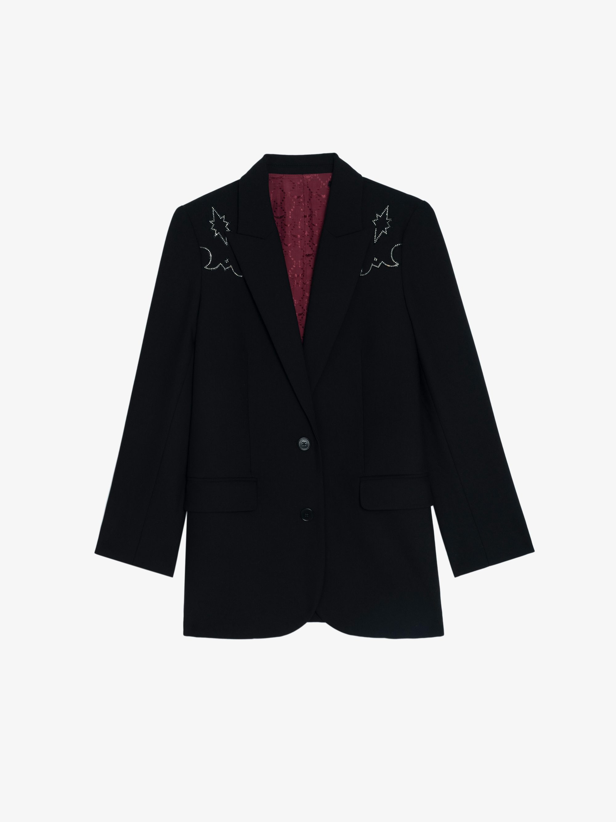 Viva Blazer - Structured tailored blazer with western-inspired rhinestones and button fastening.